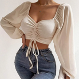 Women's Bell Sleeve Summer Top Yellow Pandora