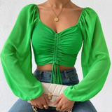 Women's Bell Sleeve Summer Top Yellow Pandora
