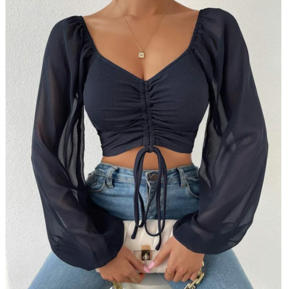 Women's Bell Sleeve Summer Top Yellow Pandora
