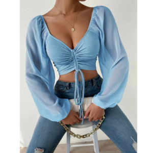 Women's Bell Sleeve Summer Top Yellow Pandora
