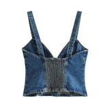 Sexy Spicy Girl Style Sheath Denim Camisole with Single Breasted Silver Sam