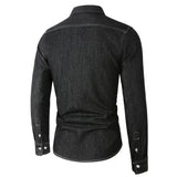 Men's Long Sleeve Single Pocket Denim Shirt Yellow Pandora