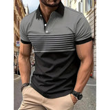 Men's Casual Stripe Short Sleeve Polo Shirt Yellow Pandora
