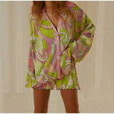 Floral Printed Lapel Shirt & Shorts