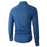 Men's Long Sleeve Single Pocket Denim Shirt Yellow Pandora