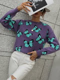 Cartoon Butterflies Knitted Pullover Sweater Silver Sam