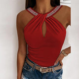 Sexy Beads Sleeveless Top Silver Sam