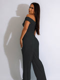Off Shoulder Crop Top & Wide Leg Pants Set