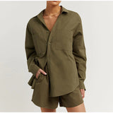 3 Piece Long Sleeve Top & Shorts Set