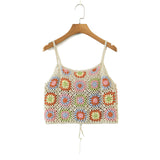 Crochet Camisole Corset Bandage & Lacing Up Waist Full Length Pants