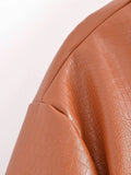 Solid Color PU Faux Leather Jacket Coats Silver Sam