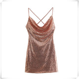 Golden Sequined Sexy Women Dress Silver Sam