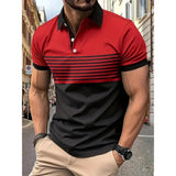 Men's Casual Stripe Short Sleeve Polo Shirt Yellow Pandora