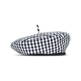 SIMONE Gingham Beret Hat In Black Cocoa Brunn