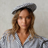 SIMONE Gingham Beret Hat In Black Cocoa Brunn