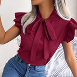 Sleeveless Bow Collar Chiffon Blouse Silver Sam