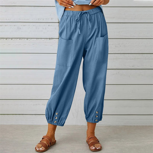 Drawstring Elastic Waist Work Trousers