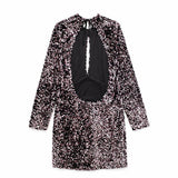 Sequined Backless Sexy Dress Silver Sam