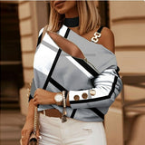 Off Shoulder Print Blouse