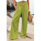 Cotton Linen Pockets Casual Pants