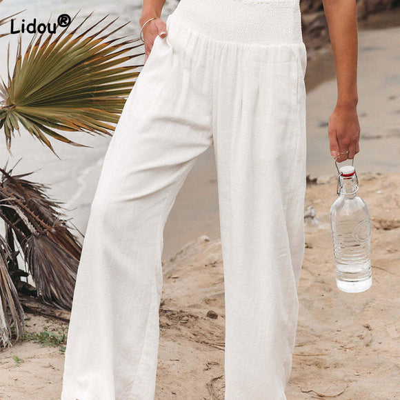Cotton Linen Pockets Casual Pants