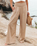 Cotton Linen Pockets Casual Pants