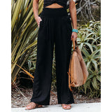 Cotton Linen Pockets Casual Pants