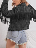 Loose Tassel Retro Cropped Denim Jacket Silver Sam