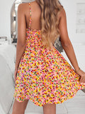 Floral Print Boho Beach Dress Sexy V Neck Mini Dress