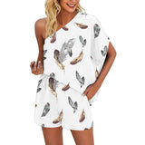Skew Collar Off-shoulder Loose Casual Pullover & Shorts Set