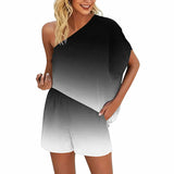 Skew Collar Off-shoulder Loose Casual Pullover & Shorts Set