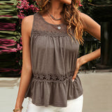 Pleated Hem Sleeveless Pullover Blouse