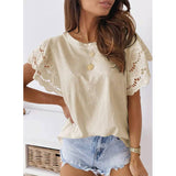 Hollow Out Casual Top Silver Sam