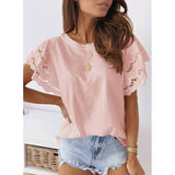 Hollow Out Casual Top Silver Sam