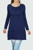 Long Sleeve Pleated Bottom Tunic - Navy Yellow Hera