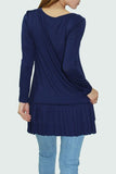 Long Sleeve Pleated Bottom Tunic - Navy Yellow Hera
