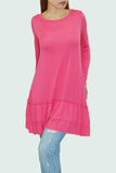 Long Sleeve Pleated Bottom Tunic - Coral Yellow Hera