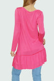 Long Sleeve Pleated Bottom Tunic - Coral Yellow Hera
