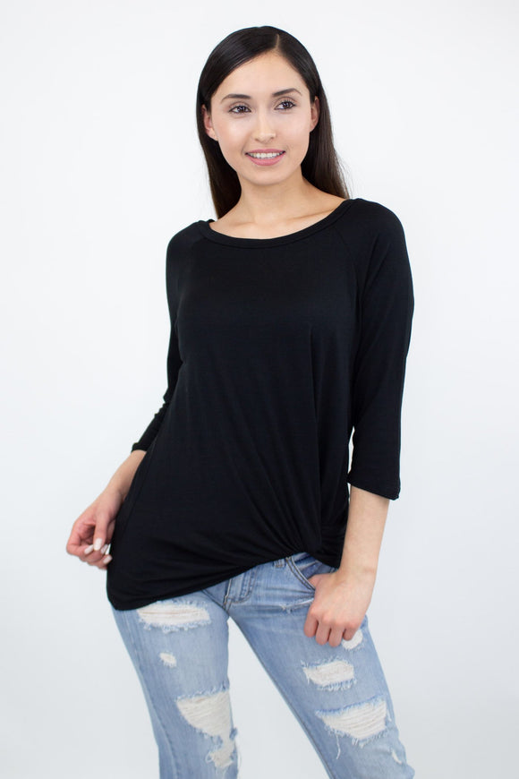 3/4 Sleeve Twisted Front Comfortable Top