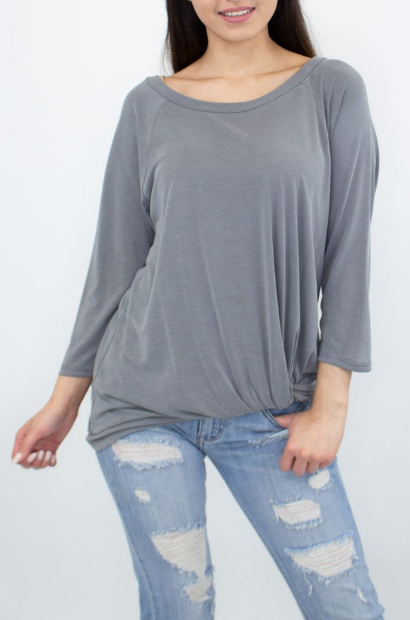 3/4 Sleeve Twisted Front Comfortable Top