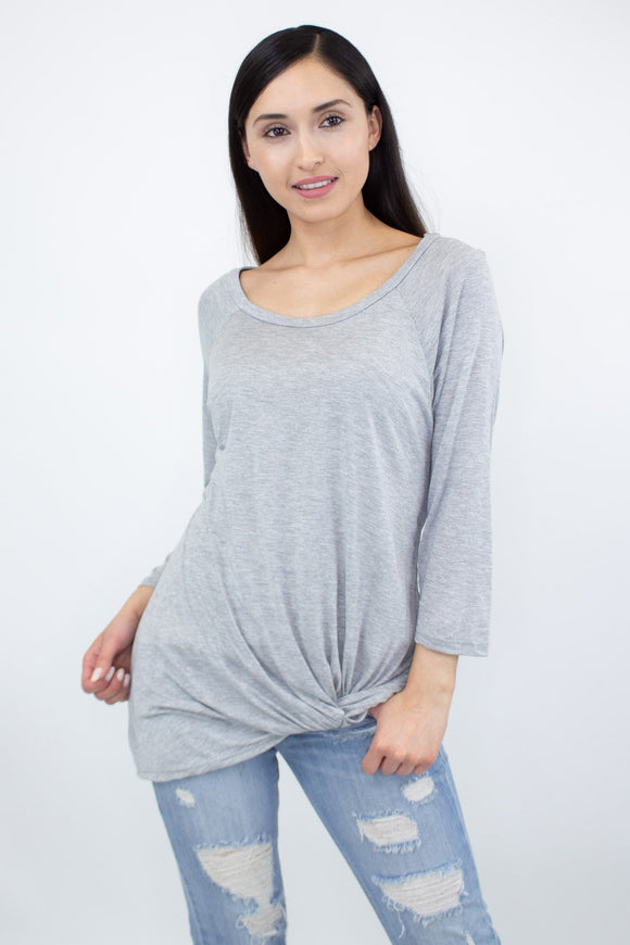 3/4 Sleeve Twisted Front Comfortable Top
