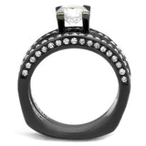 TK1175LJ - IP Light Black  (IP Gun) Stainless Steel Ring with AAA Turquoise Tiger