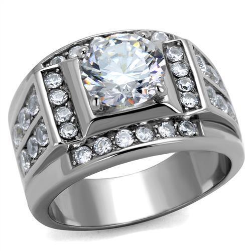 Men's Stainless Steel Cubic Zirconia Ring
