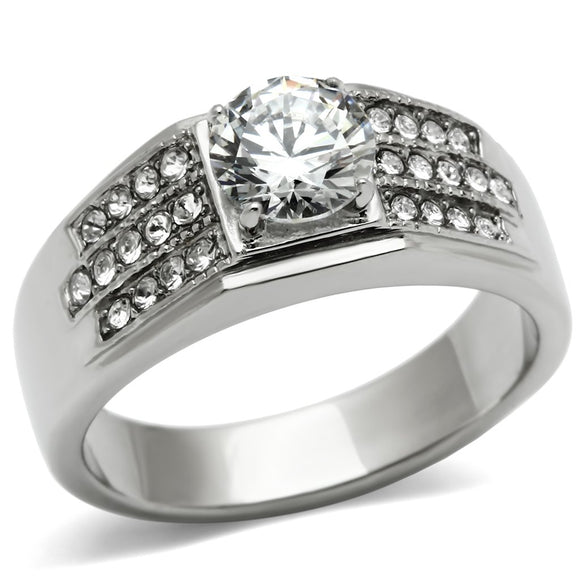 Men's Stainless Steel Cubic Zirconia Ring
