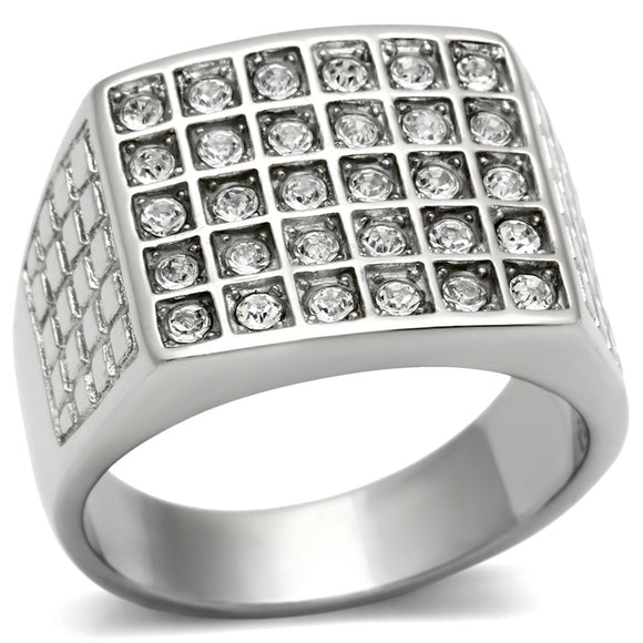 Men's Stainless Steel Synthetic Crystal Ring