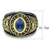 TK3726 - Two-Tone IP Gold (Ion Plating) Stainless Steel Ring with Turquoise Tiger