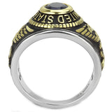 TK3726 - Two-Tone IP Gold (Ion Plating) Stainless Steel Ring with Turquoise Tiger