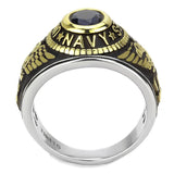 TK3726 - Two-Tone IP Gold (Ion Plating) Stainless Steel Ring with Turquoise Tiger