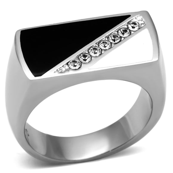 Men's Stainless Steel Synthetic Crystal Ring