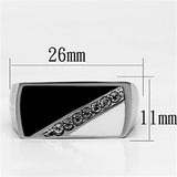 Men's Stainless Steel Synthetic Crystal Ring